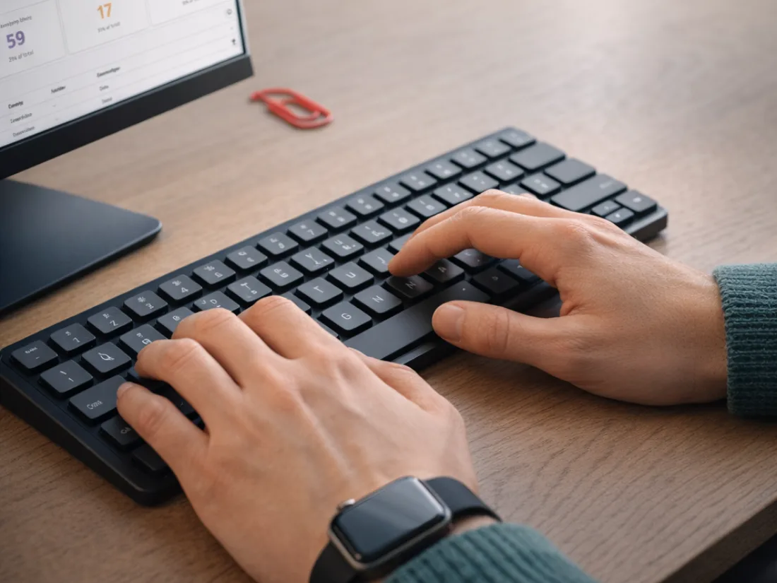 Hænder på tastatur under migration