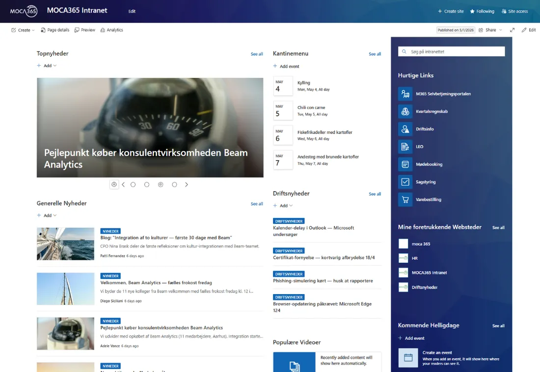 MOCA365 - overblik over tenants og intranet